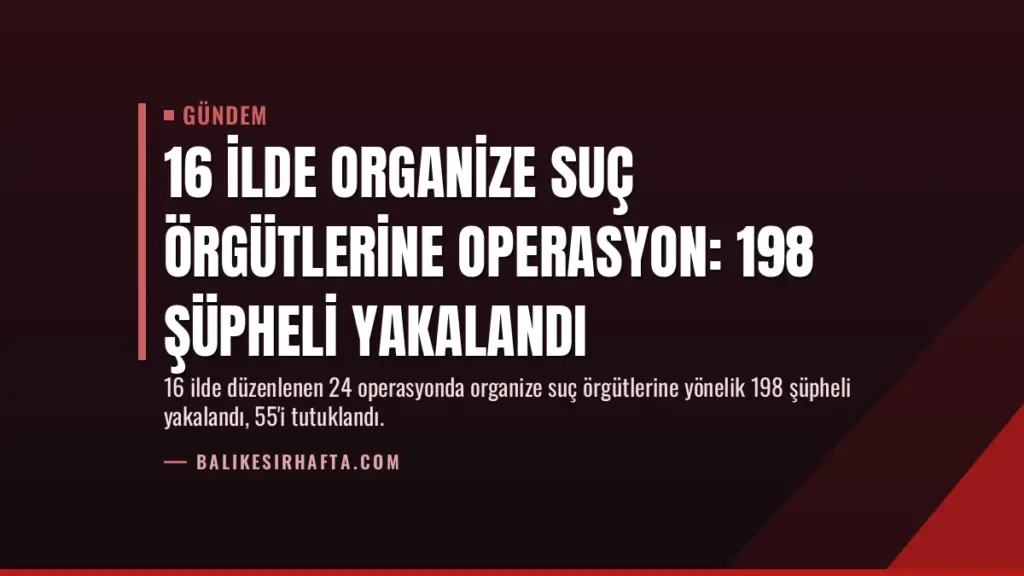 16 İlde Organize Suç Örgütlerine Operasyon: 198 Şüpheli Yakalandı