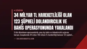 34 Milyar TL Hareketliliği Olan 123 Şüpheli Dolandırıcılık ve Bahis Operasyonunda Yakalandı