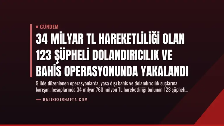34 Milyar TL Hareketliliği Olan 123 Şüpheli Dolandırıcılık ve Bahis Operasyonunda Yakalandı
