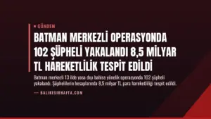 Batman Merkezli Operasyonda 102 Şüpheli Yakalandı 8,5 Milyar TL Hareketlilik Tespit Edildi