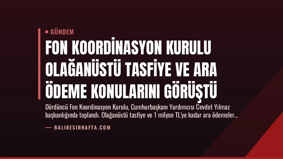 Fon Koordinasyon Kurulu Olağanüstü Tasfiye ve Ara Ödeme Konularını Görüştü