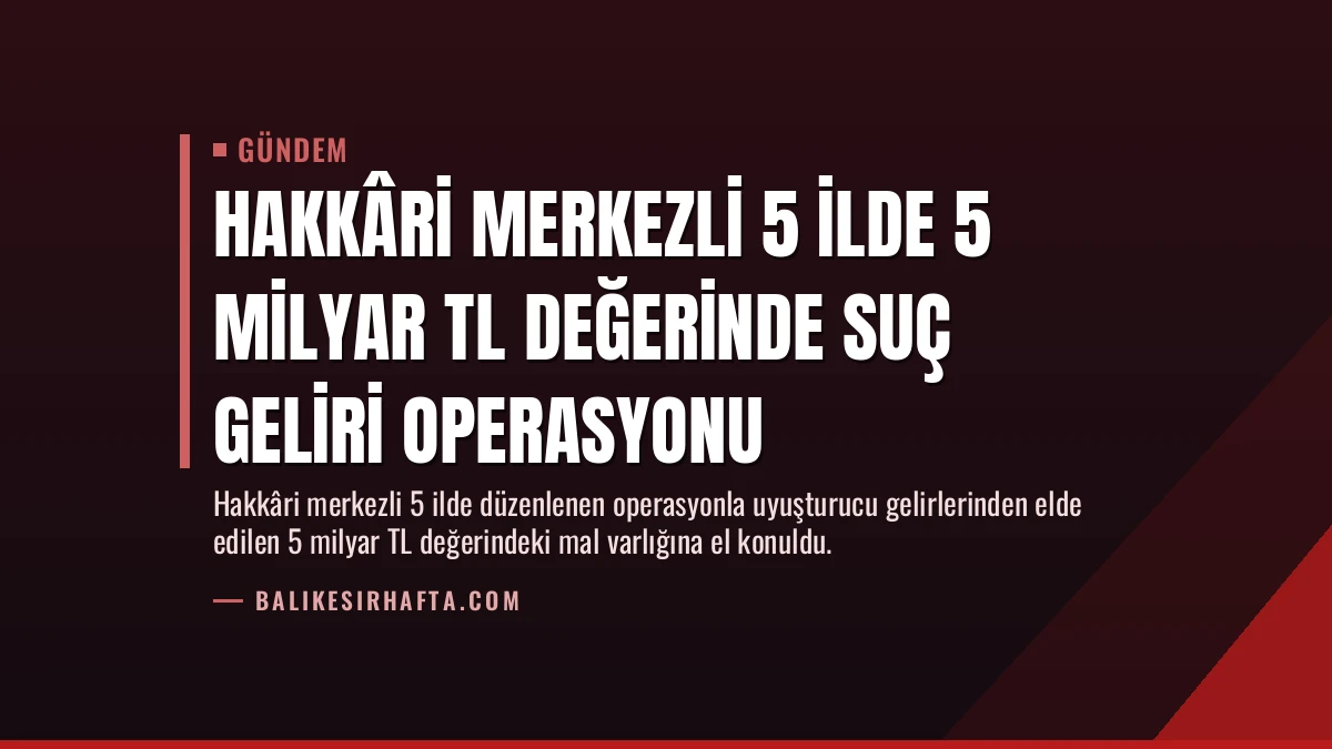 Hakkâri Merkezli 5 İlde 5 Milyar TL Değerinde Suç Geliri Operasyonu