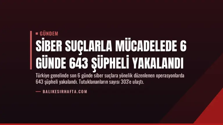 Siber Suçlarla Mücadelede 6 Günde 643 Şüpheli Yakalandı