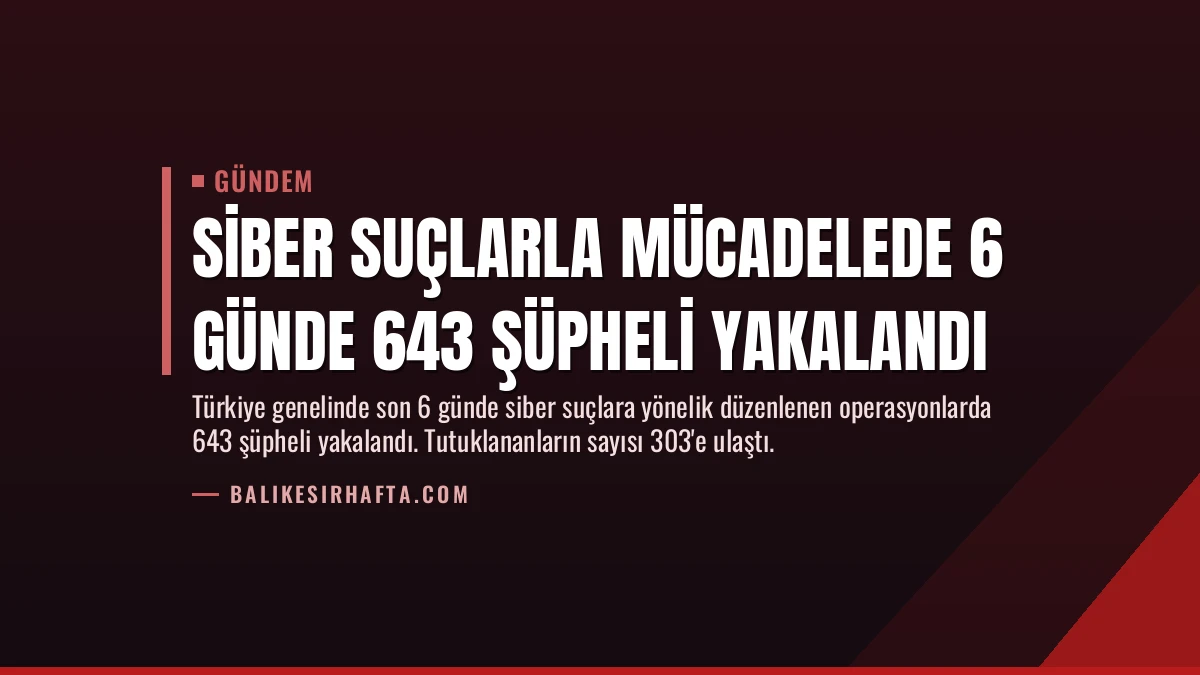 Siber Suçlarla Mücadelede 6 Günde 643 Şüpheli Yakalandı